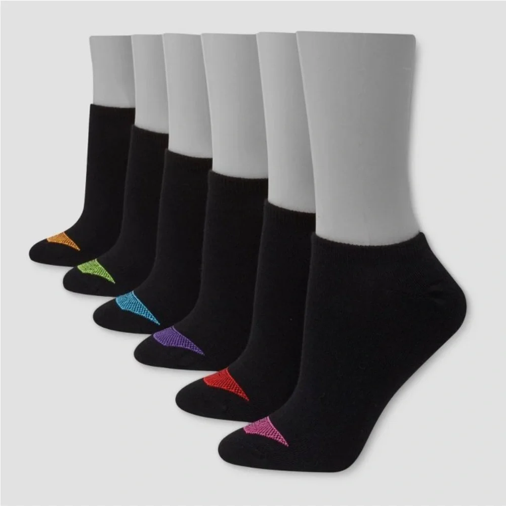 Hanes Black and Orange Casual Socks with Ribbed Cuff - Picture 1 of 2